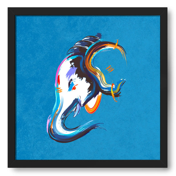Ganesha Colorful Face In Sky Blue Background