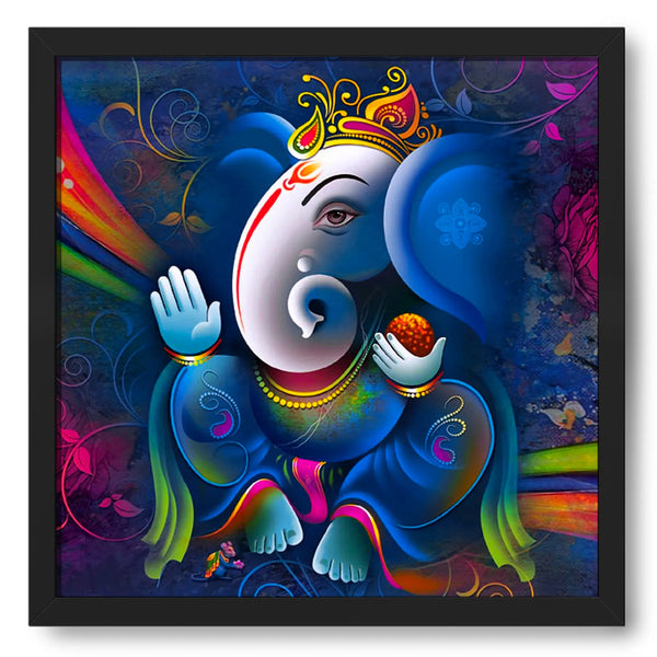 Colorful Ganesha In Decorative Background