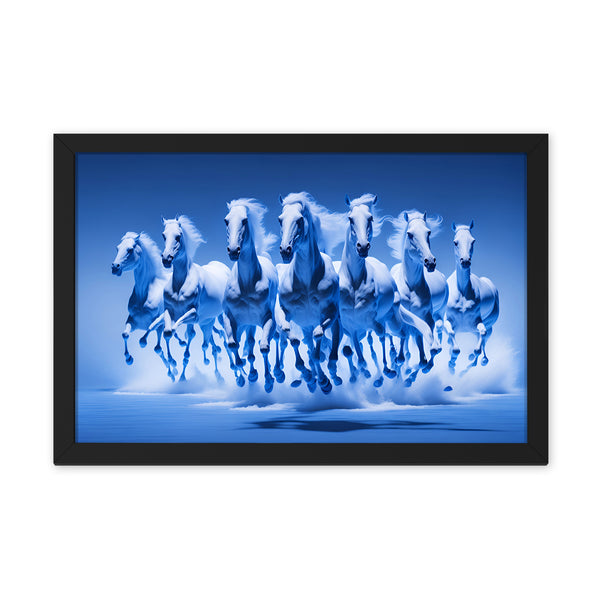 Seven White Running Horses Painting