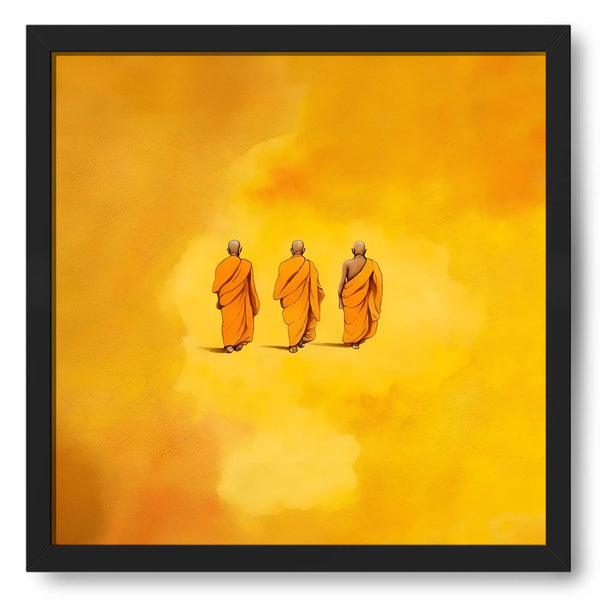 3 Buddha Monks In Yellow Artwork