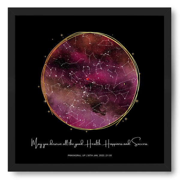 Personalized Pink Nebula Stars Map