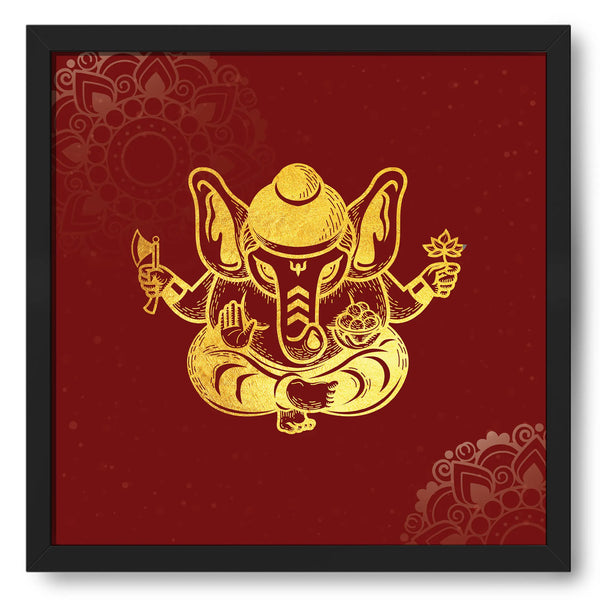 Golden Ganesha In Decorative Maroon