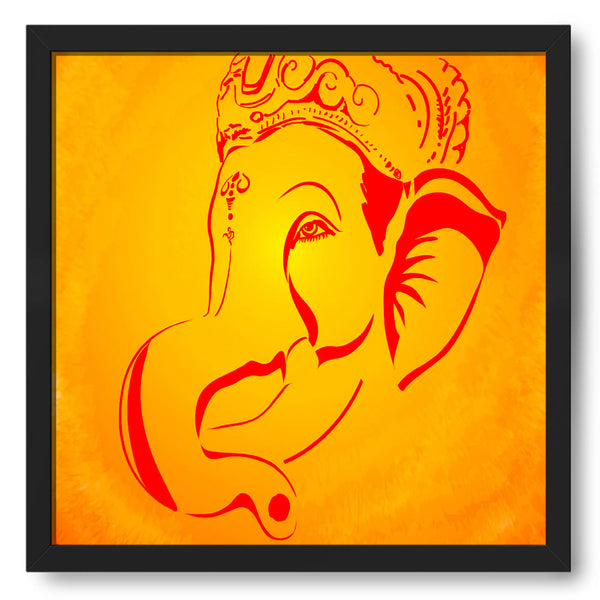 Lord Ganesha Face in Red Outline