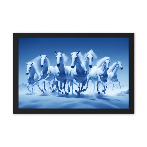 7 Running Horses Framed Poster