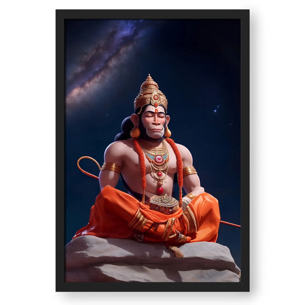 Hanuman Meditating Universe Background Portrait