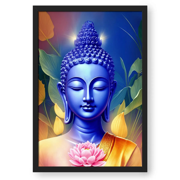 Young Buddha Meditating Blue Face