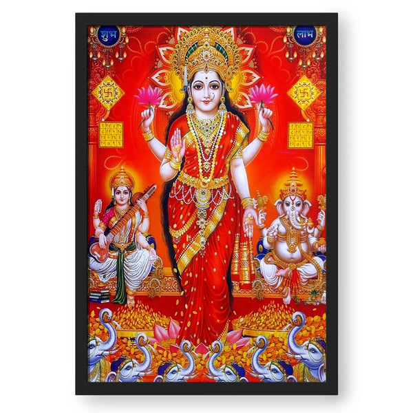 Standing Mahalaxmi With Saraswati And Ganesha