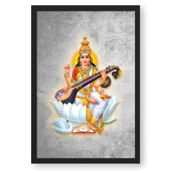 Maa Saraswati Digital Framed Painting