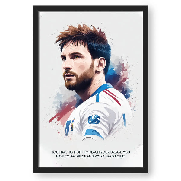 Lionel Messi With Quote Sketch Style