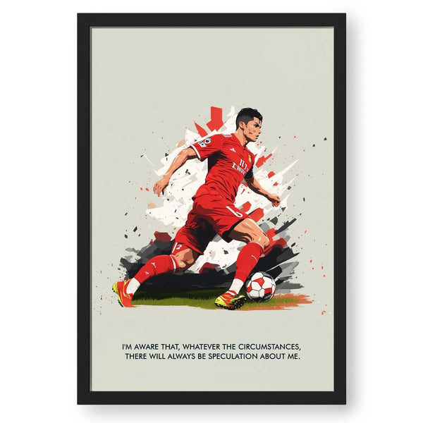 Playing Ronaldo Red Sketch Style Framed