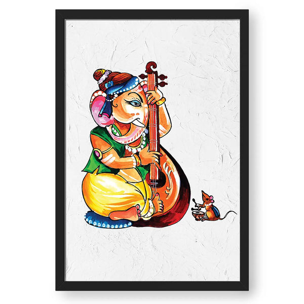 Ganesha And Mushakraj Playing Music Instruments