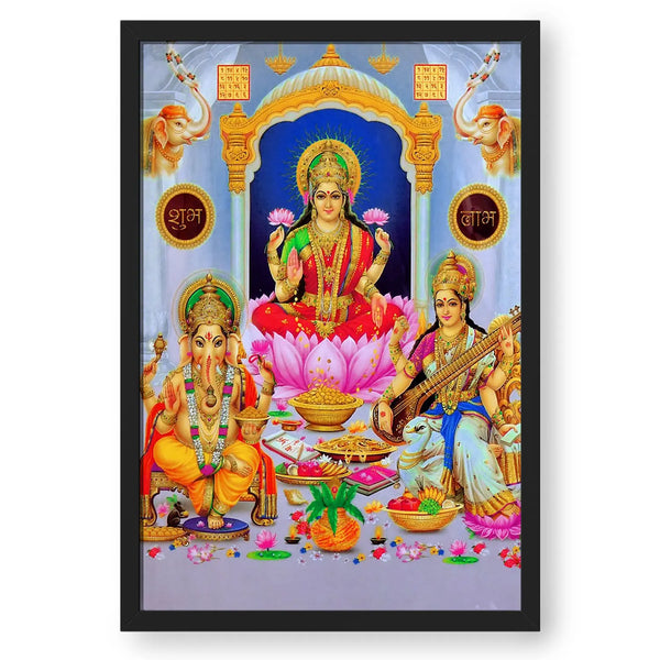 Divine Trio: Ganesha, Saraswati, Laxmi