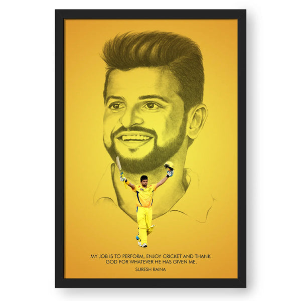 Cricketer Suresh Raina Artwork Quote Frame Poster