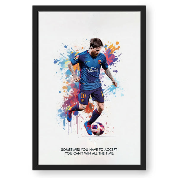Playing Messi Colour Artwork With Quote