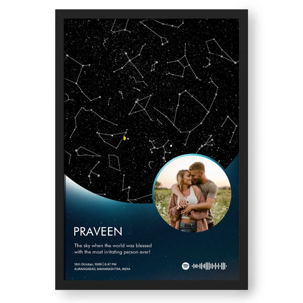 Personalized Picture Frame With Star map and Music