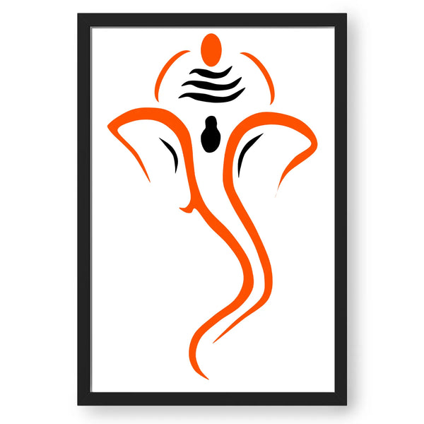 Orange Black Outline Ganesha Face