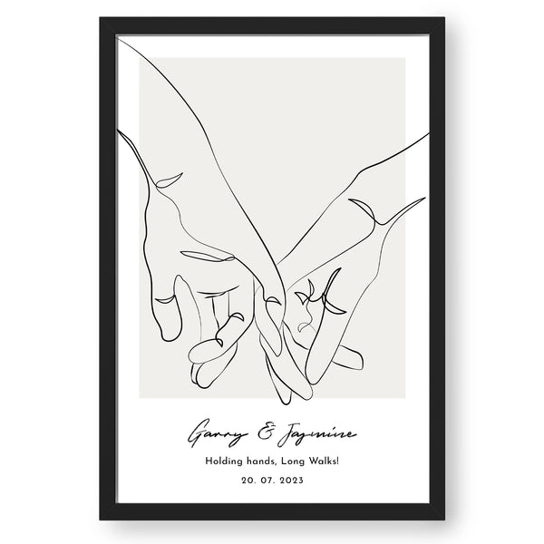 Personalized Hands in Hands Line Art