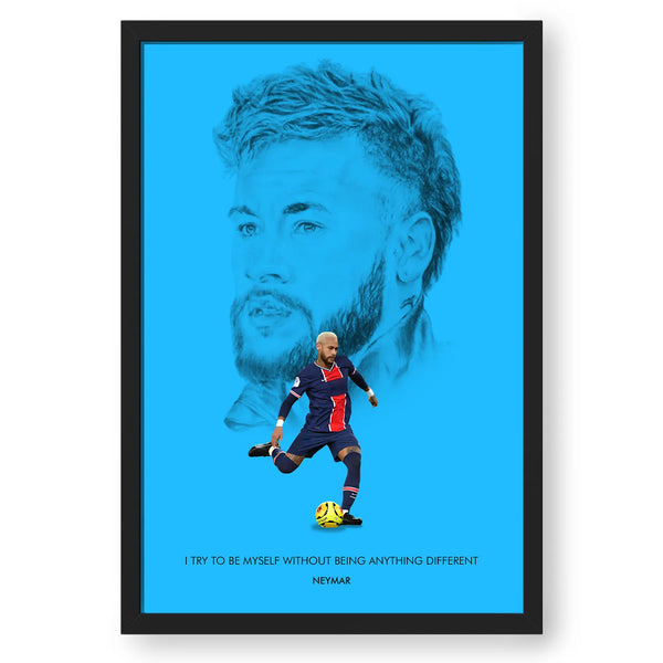 Artwork Of Football Player Neymar Quote Frame Poster