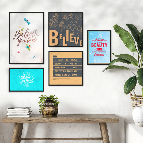 Believe You Can Motivational Quote- Set of 5