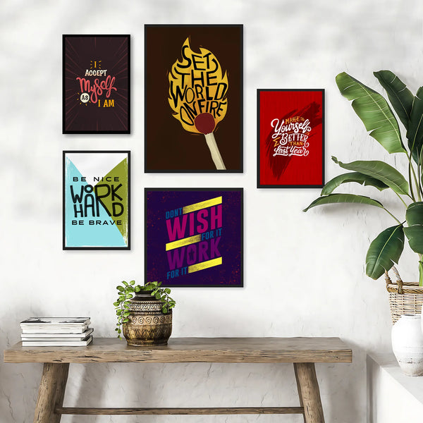 Work Hard And Make Better Motivational Quote- Set of 5
