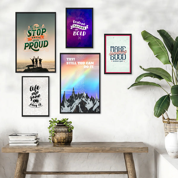 Don't Stop Untill Feel Proud Motivational Quote- Set of 5