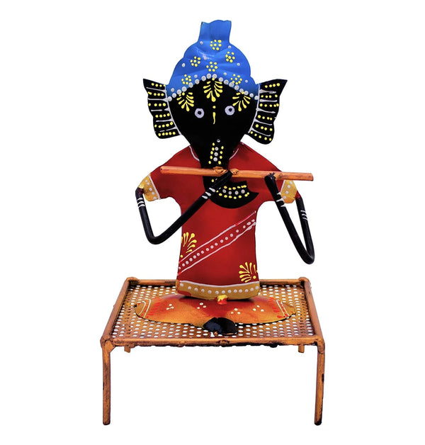 Ganesha Playing Flute Figurine