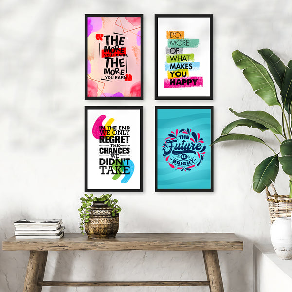 You Learn More You Earn More Motivational Quote- Set of 4