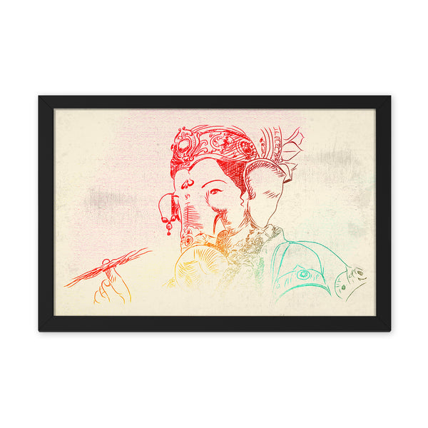Colorful Outline Ganesha With Chakra