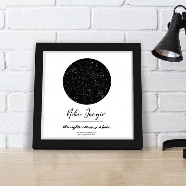 Personalized Zodiac And Stars Position Framed Digital Painting