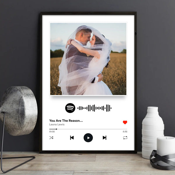 Personalized Rectangular Music Frame with Scannable Spotify QR Code With Your Photo