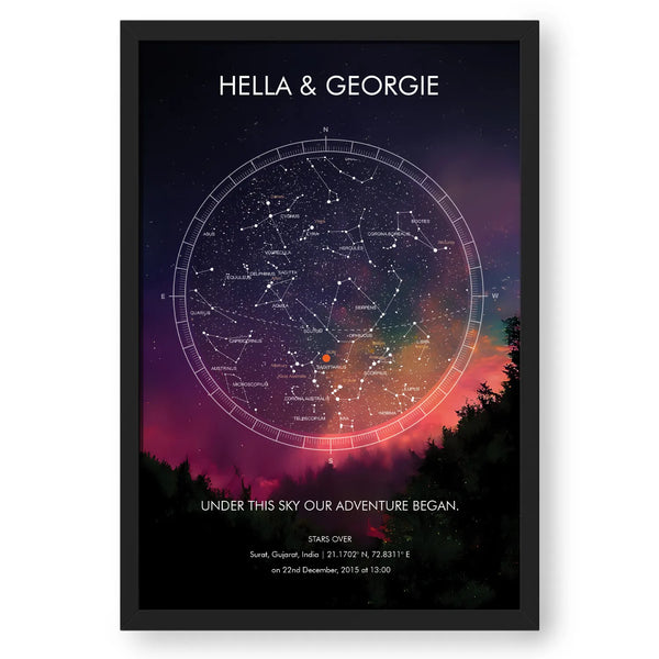 Personalized Zodiac And Stars Position With Charming Skyline