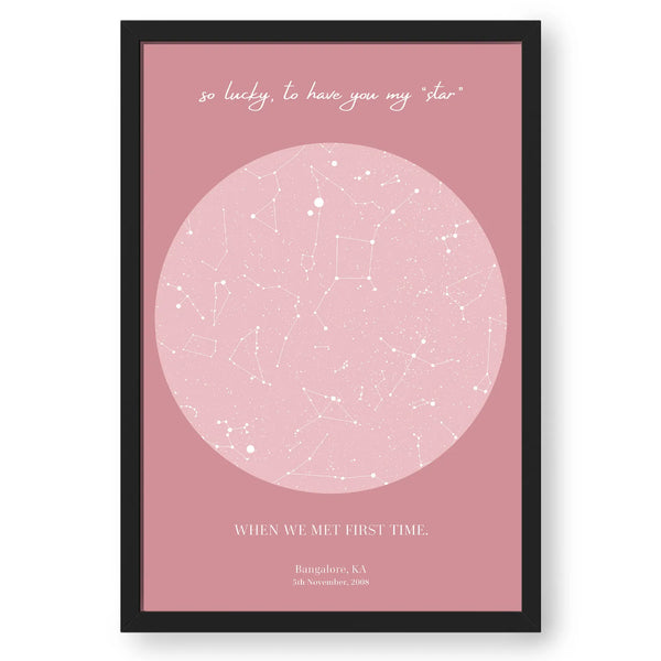 Customized Star Map In Pink Contrast