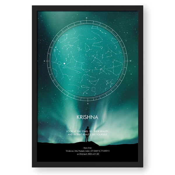 Customized Star Map In Northern Lights