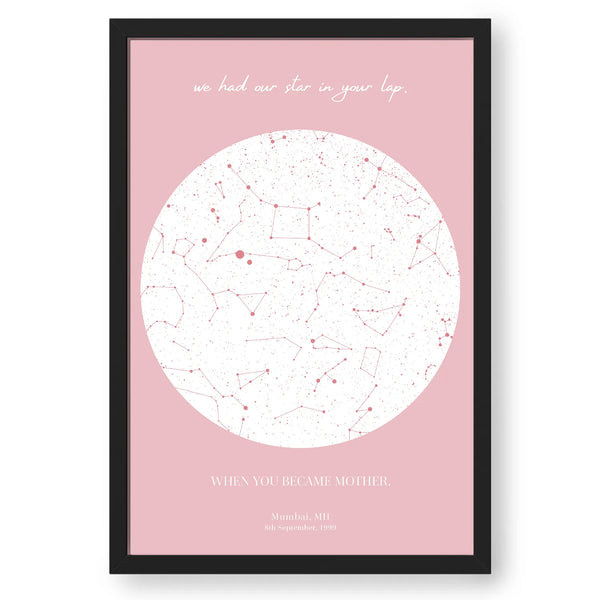 Customized Star Map In White & Baby Pink
