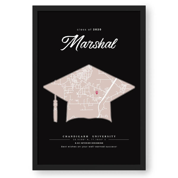 Personalized Black Memory Wall Unisex Mortarboard Graduation Map