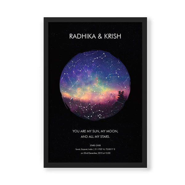 Personalized Zodiac And Stars Map - Colourful Sphere