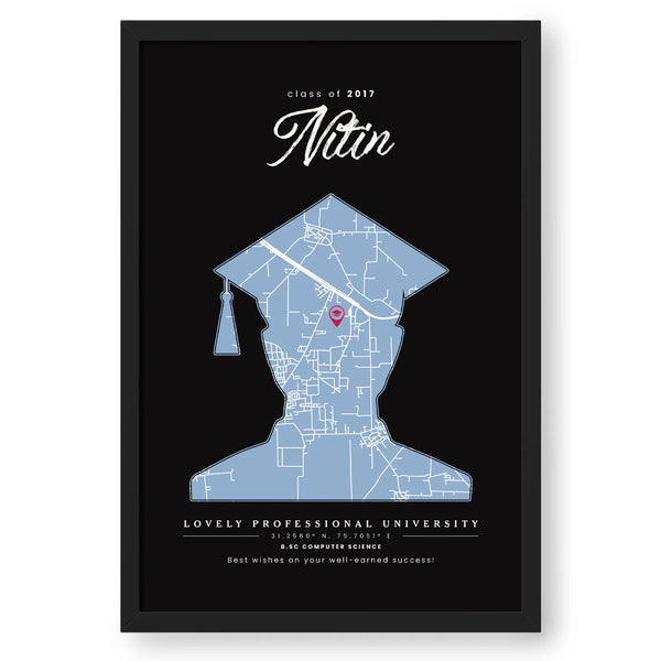 Personalized Black Memory Wall Graduation Map For Him