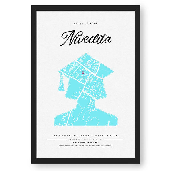 Personalized White Memory Wall Graduation Map For Her