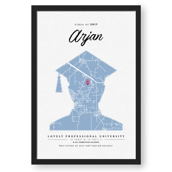 Personalized White Memory Wall Graduation Map For Him