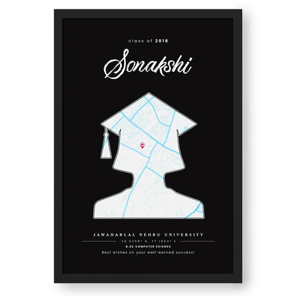 Personalized Black Memory Wall Graduation Map For Her