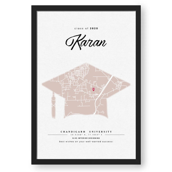 Personalized White Memory Wall Unisex Mortarboard Graduation Map