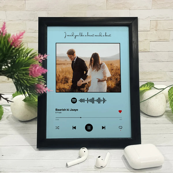 Customized Desk Music Frame With Photo - Blue