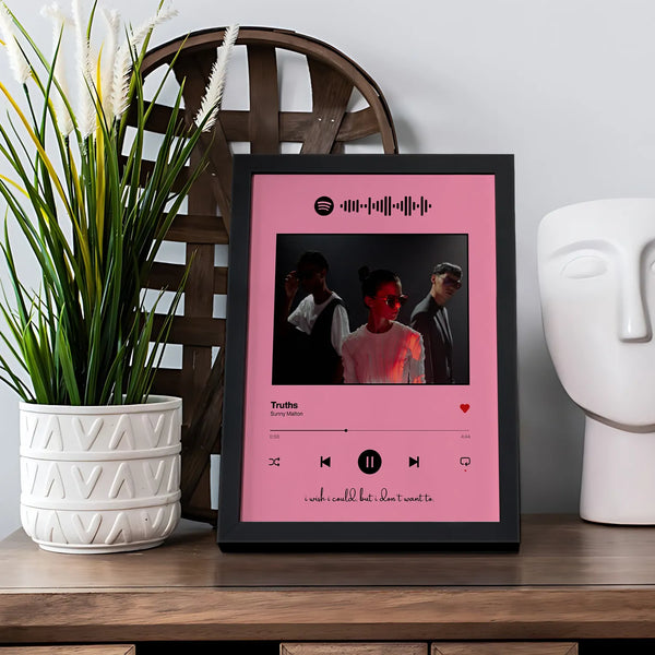 Customized Desk Music Frame With Photo - Pink