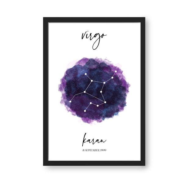 Personalized Zodiac And Stars Position Framed Digital Painting