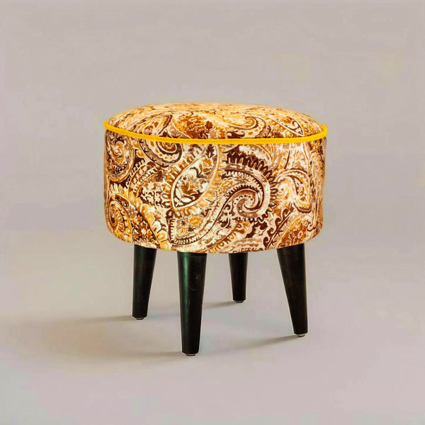 Comfortable Pouffee Ottoman - Floral Yellow