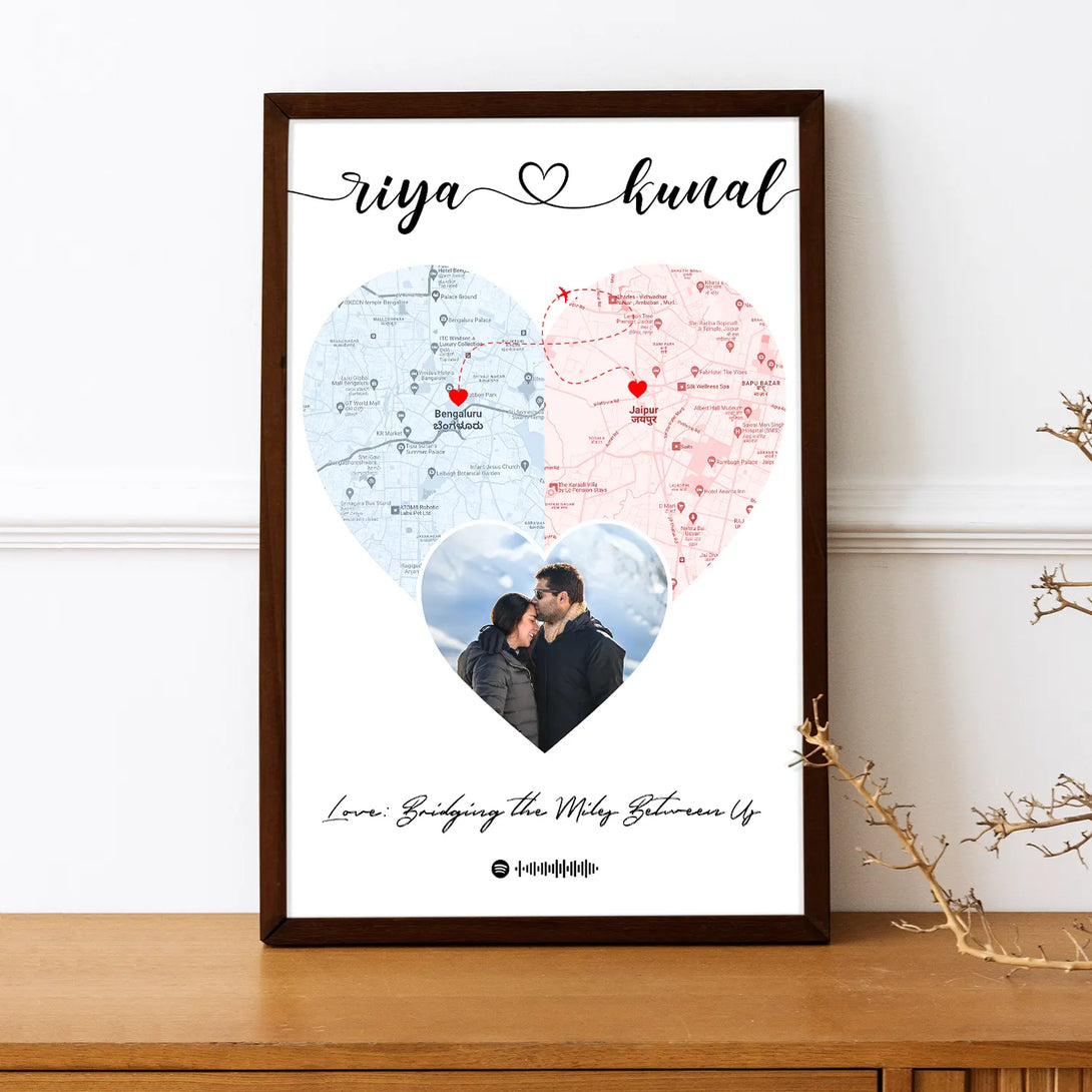 Personalized Distance Map Artwork Picture Frame – Ritwikas