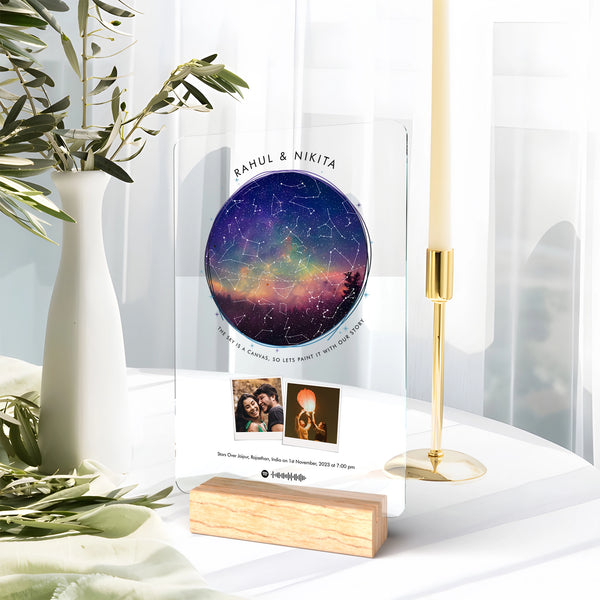 Colorful Starmap Plaque with Photos & Spotify Code