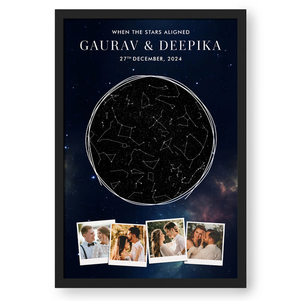 Personalized Star Map With Collage Photos Art Work