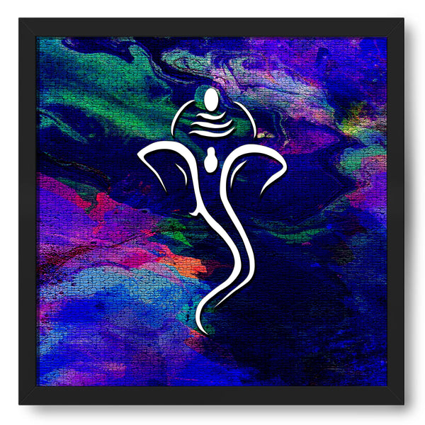 Ganesha White Outline Face In Colorful Background