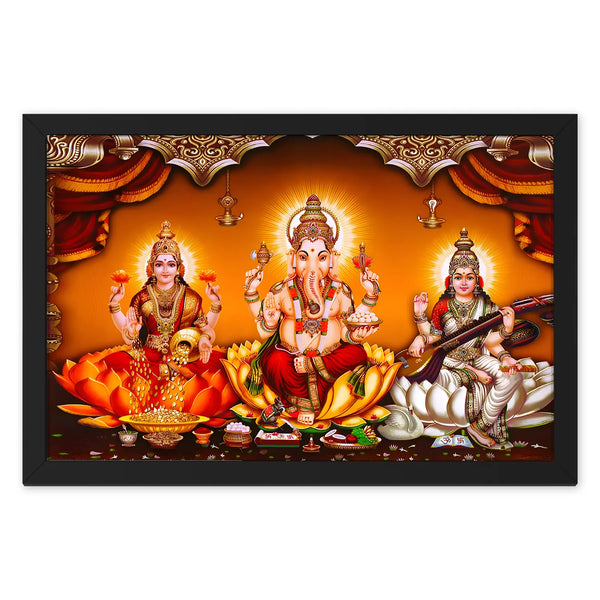 Divine Trio: Ganesha, Laxmi & Saraswati for Diwali Blessings